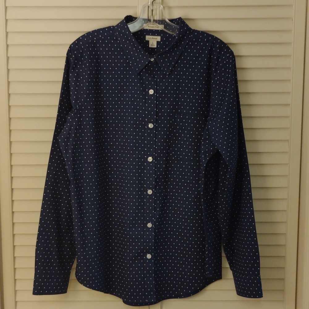 L.L. Bean Blue and White Casual Button Down Shirt - Picture 1 of 4